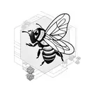 fierce flying bee breaking through a hexagon and incoporates the word SIPHU tattoo design idea