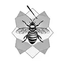 fierce flying bee breaking through a hexagon and incoporates the word SIPHU tattoo design idea