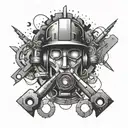 An abstract design incorporating electrical symbols and tools, symbolizing the client's occupation as an electrician tattoo design idea