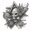 An abstract design incorporating electrical symbols and tools, symbolizing the client's occupation as an electrician tattoo design idea