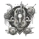 An abstract design incorporating electrical symbols and tools, symbolizing the client's occupation as an electrician tattoo design idea