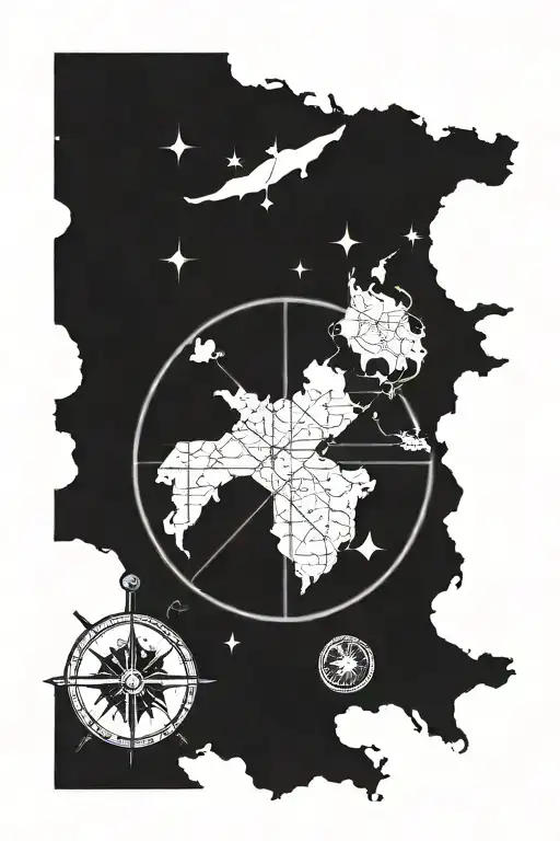 4 location coordinates family guides you home compass tattoo design idea