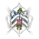 firefighter with american flag tattoo design idea