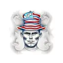 firefighter with american flag tattoo design idea