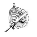 firefighter with flag tattoo design idea