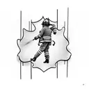 firefighter with flag tattoo design idea