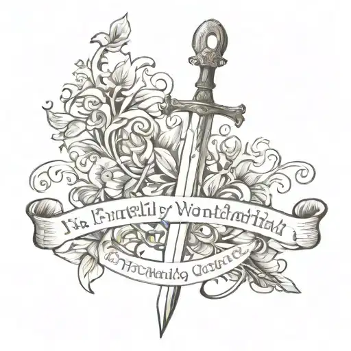 A sword of words "fearfully and wonderfully made tattoo design idea