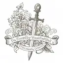 A sword of words "fearfully and wonderfully made tattoo design idea