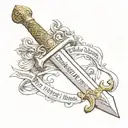 A sword of words "fearfully and wonderfully made tattoo design idea