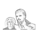 Two men. Dramatic tattoo design idea