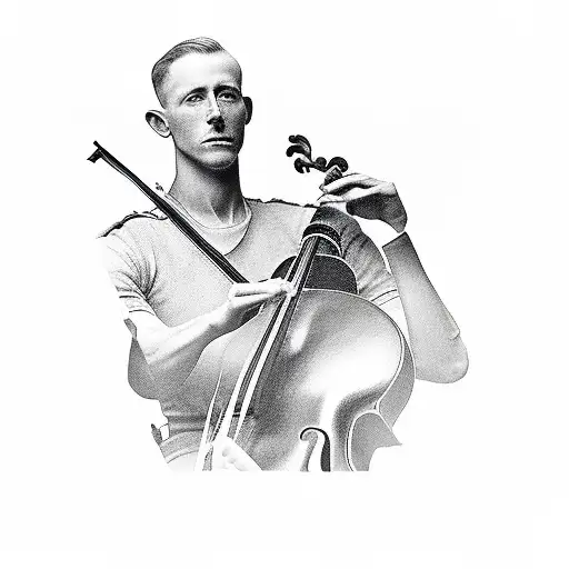 world war one soldier playing the cello tattoo design idea