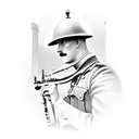 world war one soldier playing the cello tattoo design idea