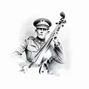 world war one soldier playing the cello tattoo design idea