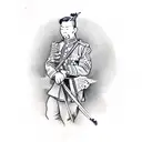 world war one soldier playing the cello tattoo design idea