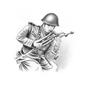 world war one soldier playing the cello tattoo design idea