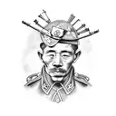 world war one soldier playing the cello tattoo design idea