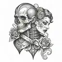 Create a tattoo featuring a dark romance scene with elements of bdsm choking in a black-grey style tattoo design idea
