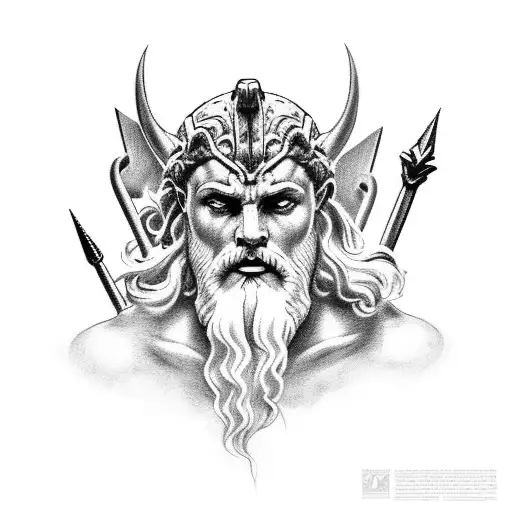 full arm slave of greek gods.  ares/ poseidon/ zeus/cerberus  tattoo design idea