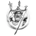 full arm slave of greek gods.  ares, poseidon, zeus, cerberus  tattoo design idea