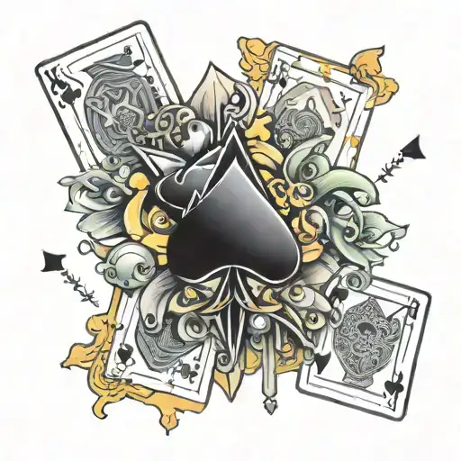 playing cards with dices and money  tattoo design idea