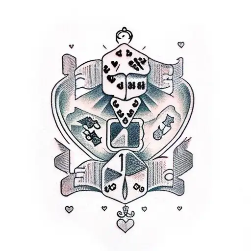 dice with jack of hearts tattoo design idea