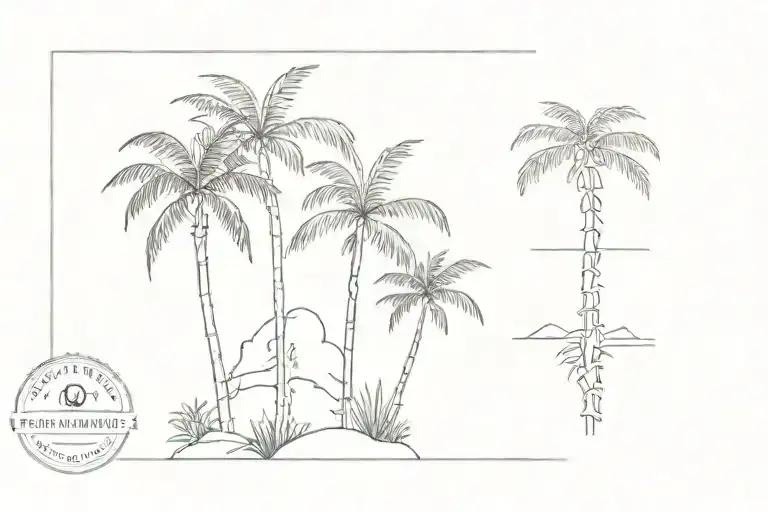 evergreen and palm tree tattoo design idea