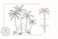 evergreen and palm tree tattoo design idea