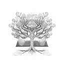 A tree with roots shaped like different countries, representing the interconnectedness of travel and psychology tattoo design idea