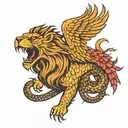snake lion eagle tattoo design idea