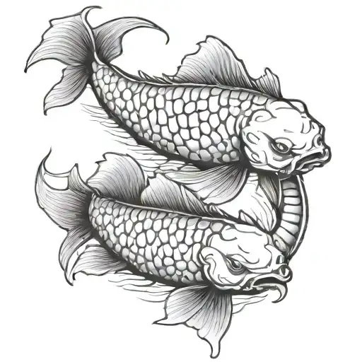 skeleton of koi fish tattoo design idea