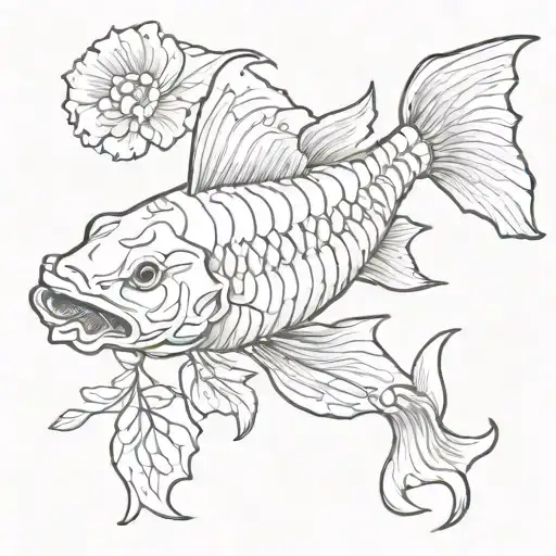 koi fish skeleton tattoo design idea
