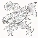 koi fish skeleton tattoo design idea