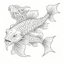 koi fish skeleton tattoo design idea