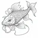 koi fish skeleton tattoo design idea