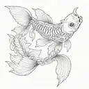 koi fish skeleton tattoo design idea