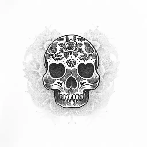 calavera flores  tattoo design idea
