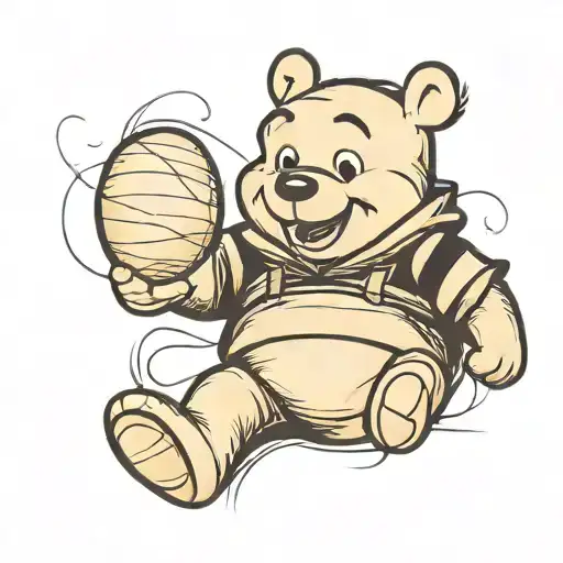Winnie the Pooh holding a ballon tattoo design idea