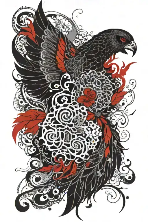 phoenix mandala lace patterns tattoo design idea