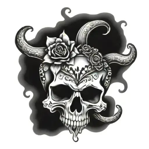 Grateful Dead skull half tattoo design idea