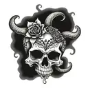 Grateful Dead skull half tattoo design idea