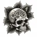 Grateful Dead skull half tattoo design idea