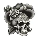Grateful Dead skull half tattoo design idea