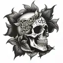 Grateful Dead skull half tattoo design idea