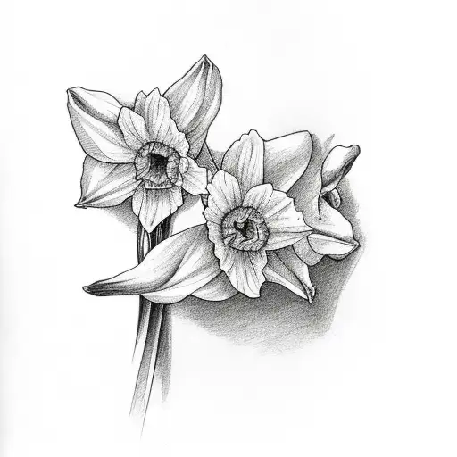 morning glory and daffodil with stems  tattoo design idea