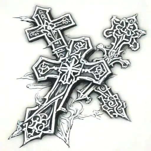 Orthodox crosses on the churchyard tattoo design idea