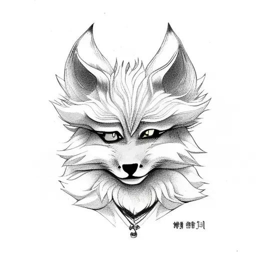 mini wild but cute kurama or kyubi from naruto tattoo design idea