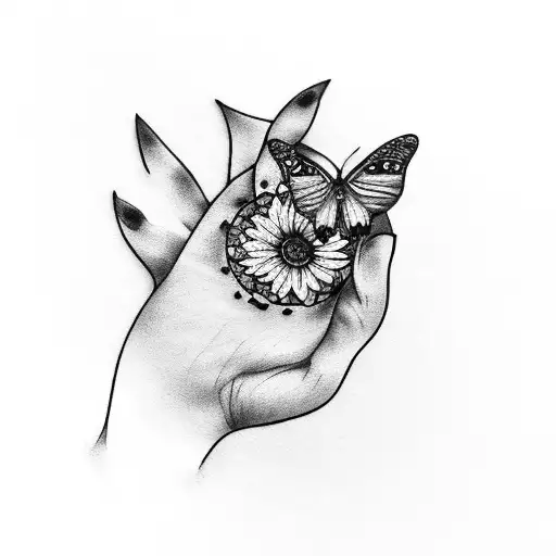 Flower moon butterfly paw print  tattoo design idea