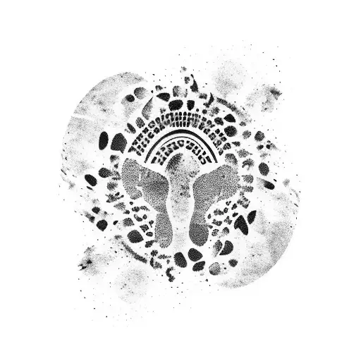 A vinyl record with animal footprints as grooves tattoo design idea