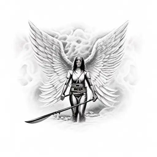 angels slaying demons in the fight with ptsd inside myself tattoo design idea