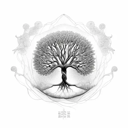 Tree of Life half dead half bloomed tattoo design idea
